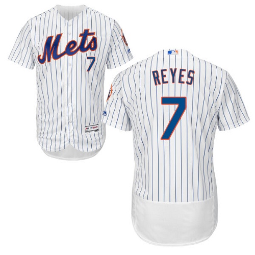 Mets #7 Jose Reyes White(Blue Strip) Flexbase Authentic Collection Stitched MLB Jersey